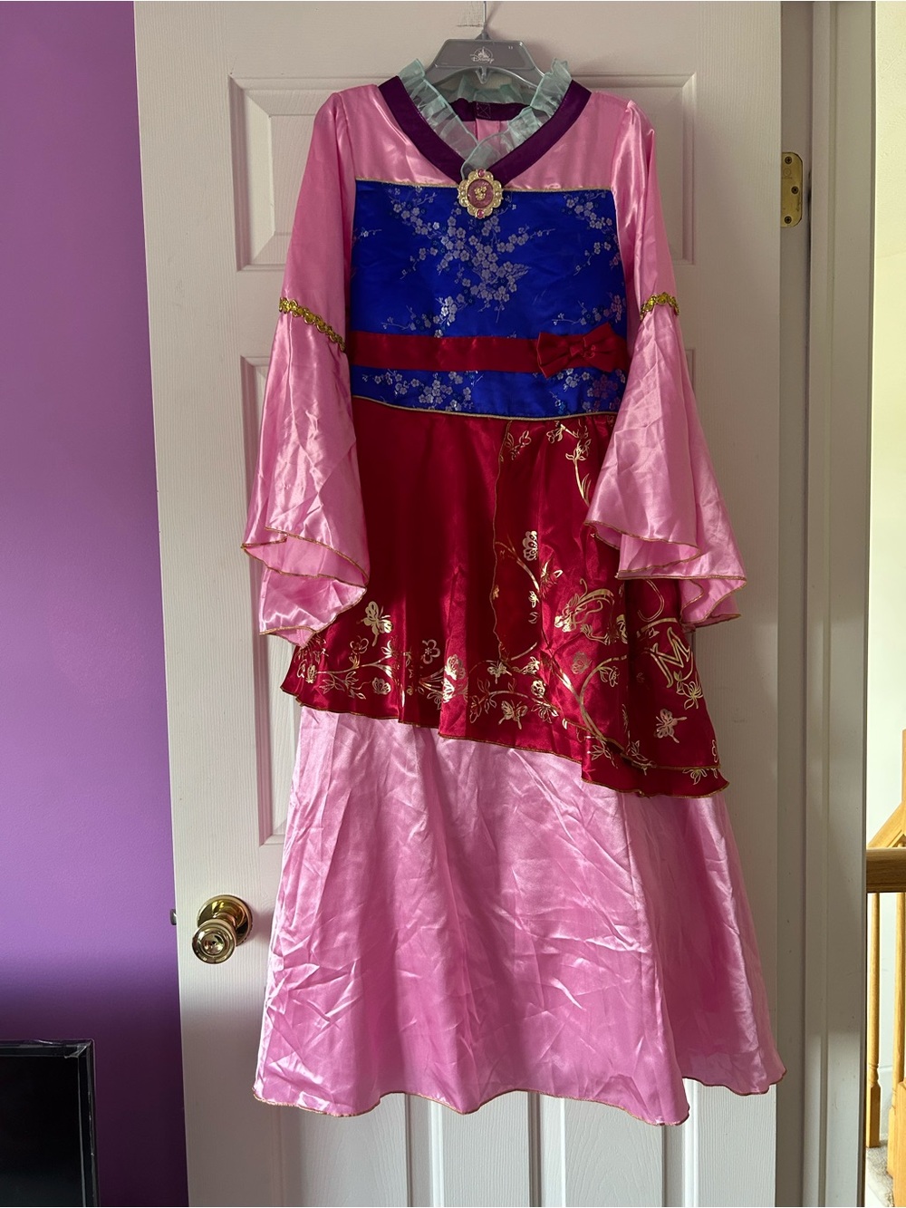 Disney store Mulan dress size 13 pink matchmaker kimono style floral older girl